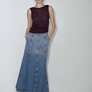Zara Blue Denim Maxi Skirt